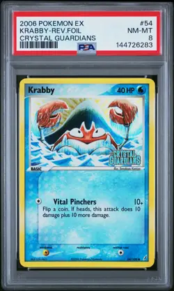 2006 POKEMON EX CRYSTAL GUARDIANS #54 KRABBY-REVERSE FOIL PSA 8 - Image 1