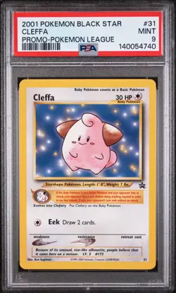 2001 POKEMON PROMO BLACK STAR POKEMON LEAGUE #31 CLEFFA PSA 9 - Image 1