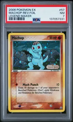 2006 POKEMON EX LEGEND MAKER #57 MACHOP-REVERSE FOIL PSA 7 - Image 1