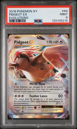 2016 POKEMON XY EVOLUTIONS #64 PIDGEOT EX PSA 9 - Image 1