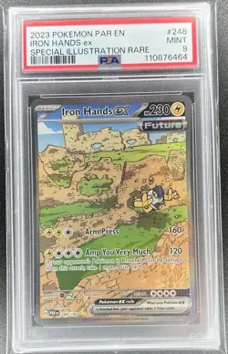 PSA 9 Iron Hands ex 248/182 Paradox Rift Special Illustration Rare Pokemon - Image 1