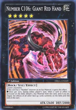 Yugioh! MP Number C106: Giant Red Hand - DRLG-EN049 - Super Rare - 1st Edition M - Image 1
