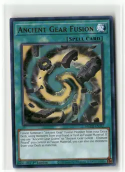 Yugioh Ancient Gear Fusion MGED-EN147 Rare 1st Ed NM - Image 1