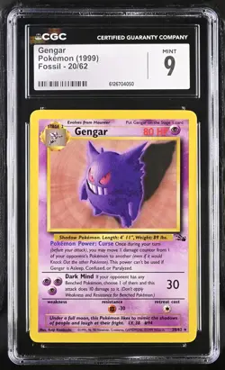 CGC 9 MINT Gengar 1999 Fossil 20/62 Pokemon Card - Image 1