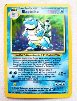 Pokemon Blastoise Base Set Holo Rare Card #2 002/102 WOTC 1999 TCG Holographic! - Image 1