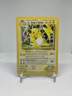 Pokemon TCG Lt. Surge's Raichu 11/132 Holo Rare Gym Challenge - DMG - Image 1