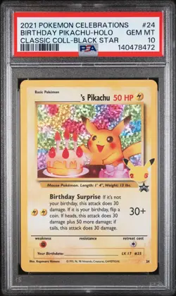 2021 POKEMON CELEBRATIONS CLASSIC COLLECTION #24 BIRTHDAY PIKACHU-HOLO PSA 10 - Image 1