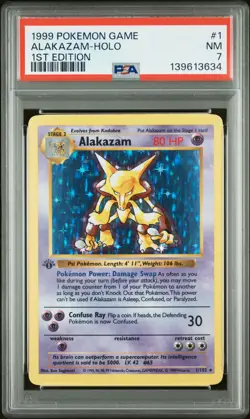 1999 POKEMON BASE SET 1ST EDITION #1 ALAKAZAM-HOLO PSA 7 - Image 1