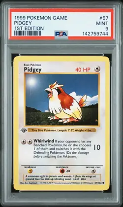 PSA 9 MINT 1999 POKEMON GAME 57 PIDGEY 1ST EDITION ENGLISH - Image 1
