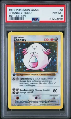 1999 POKEMON BASE SET 1ST EDITION #3 CHANSEY-HOLO PSA 8 - Image 1