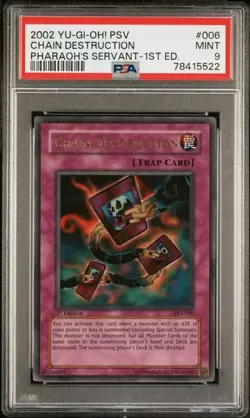 2002 YU-GI-OH! PSV-PHARAOH'S SERVANT 1ST EDITION CHAIN DESTRUCTION PSA 9 - Image 1