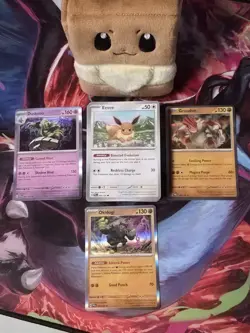 Eevee Plush Deck Box + 76/131 Prismatic Evolutions Cards, No Doubles Tracked Shp - Image 2