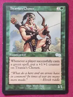 Magic The Gathering URZA'S SAGA TITANIA'S CHOSEN green card MTG - Image 1