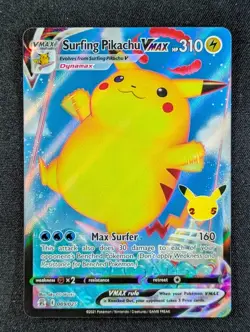 2021 Pokemon SURFING PIKACHU VMAX #009/025 Celebrations Holo English (A) - Image 1