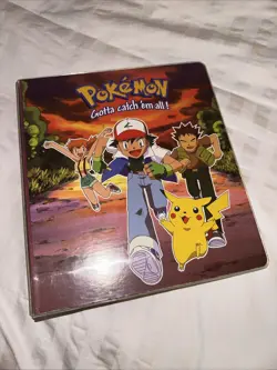 Pokemon TCG Vintage 3 Ring Binder Ash 1999 Pikachu Brock Misty Official Nintendo - Image 1