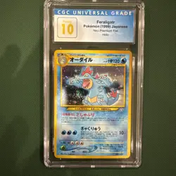 FERALIGATR 1999 POKEMON JAPANESE NEO PREMIUM FILE HOLO #160 PRISTINE CGC 10 - Image 1