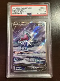 Suicune V GG38/GG70 Pokemon TCG Crown Zenith PSA 10 GEM MINT - Image 1