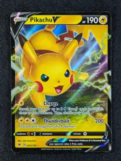2020 Pokemon PIKACHU V #043/185 Vivid Voltage Holo Ultra Rare English (B) - Image 1