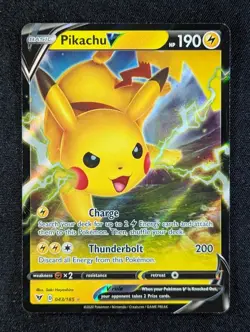 2020 Pokemon PIKACHU V #043/185 Vivid Voltage Holo Ultra Rare English (A) - Image 1