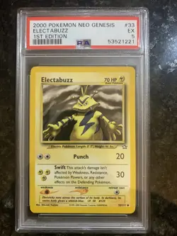 POKEMON 2000 WOTC PSA 5 EX NEO GENESIS 1ST ED. ELECTABUZZ #33 Freshly Graded - Image 1