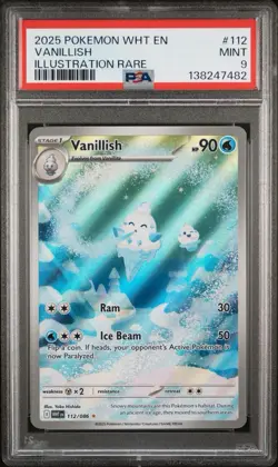 2025 Pokemon WHT EN-White Flare Vanillish #112 Illustration Rare PSA 9 English - Image 1