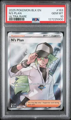 2025 POKEMON BLK EN-BLACK BOLT ULTRA RARE #163 N'S PLAN PSA 10 - Image 1
