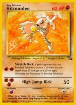 Lightly Played Hitmonlee - 22/62 - Rare - Unlimited Edition Pokemon Fossil - Image 1