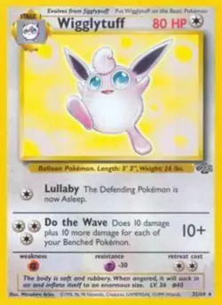 Lightly Played Wigglytuff - 32/64 - Rare - Unlimited Edition Pokemon Jungle - Image 1