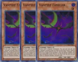 Yugioh Vampire Familiar x 3 - 1st Edition Super Rare NM - Free Holographic Card - Image 1