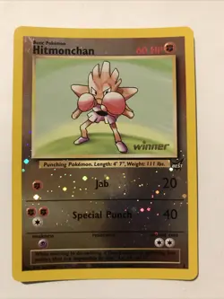 Hitmonchan #2 Best of Game Reverse Holo 2002 Promo Card Winner Stamp - Image 1