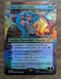 MTG Miku, Voice of Power - Freyalise, Llanowar's Fury Rainbow Foil SL Drop NM - Image 1