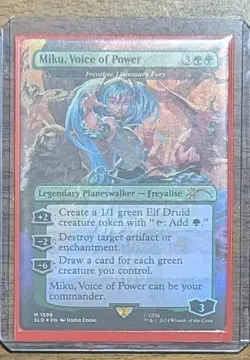 MTG Miku, Voice of Power - Freyalise, Llanowar's Fury Rainbow Foil SL Drop NM - Image 2