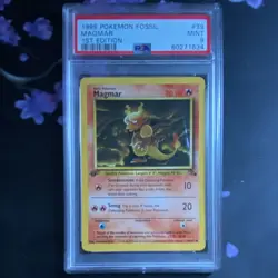 Pokemon Magmar 1st Edition Fossil 39/62 PSA 9 Uncommon 1999 English TCG - Image 1