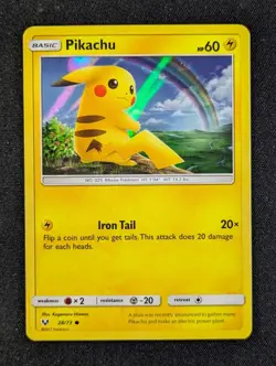 2017 Pokemon PIKACHU #28/73 Shining Legends Common Holo Lightning English - Image 1