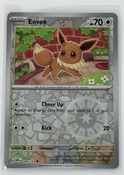 Pokemon Eevee 166/197 SV03: Obsidian Flames Reverse Holo Basic English - Image 1