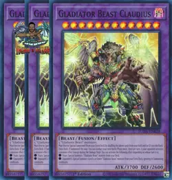 Yugioh! 3x Gladiator Beast Claudius SUDA-EN038 Super Rare 1st Ed NM - Image 1