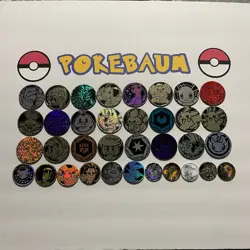 Pokemon Coins Lot Of 35 - NO DUPLICATES - 24 LG, 6 MED, 5 SM - NO DUPES (LOT #5) - Image 1