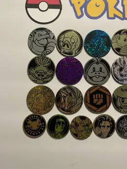 Pokemon Coins Lot Of 35 - NO DUPLICATES - 24 LG, 6 MED, 5 SM - NO DUPES (LOT #5) - Image 2