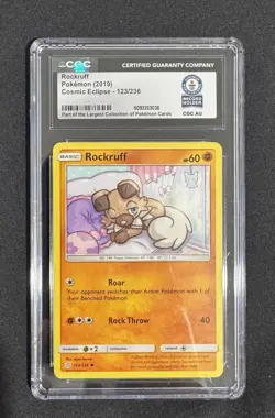 Pokemon TCG Rockruff 123/236 Cosmic Eclipse CGC Graded RECORD HOLDER - Image 1
