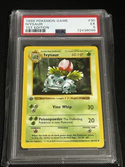 1999 Pokemon TCG Ivysaur 1st Edition Shadowless Base Set 30/102 Card Psa 6 - Image 1