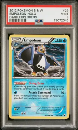 PSA 9 MINT Empoleon Holo 29/108 Black & White Dark Explorers Rare Pokemon Card - Image 1