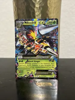 Mega Beedrill EX XY158 Holo Promo Card Top Loader, Near Mint Condition - Image 1