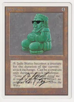 Signed Altered Sketch Jade Statue MP Unlimited Artist Dan Frazier 1993 MTG Magic - Image 1