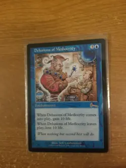 MAGIC THE GATHERING RARE URZA'S LEGACY DELUSIONS OF MEDIOCRITY MODERATELY PLAYED - Image 1