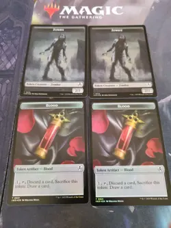 Mtg. 4x Zombie / Blood Double-Sided Tokens. Foil. Innistrad Remastered. Nm - Image 1