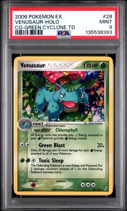 2006 POKEMON EX CRYSTAL GUARDIANS #28 VENUSAUR-HOLO CG-GREEN CYCLONE TD PSA 9! - Image 1