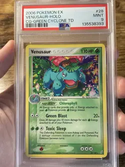 2006 POKEMON EX CRYSTAL GUARDIANS #28 VENUSAUR-HOLO CG-GREEN CYCLONE TD PSA 9! - Image 3