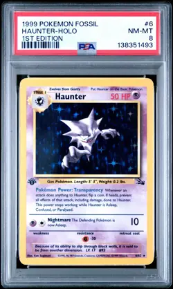 1999 POKEMON FOSSIL 1ST ED #6 HAUNTER-HOLO PSA 8 #6 - Image 1
