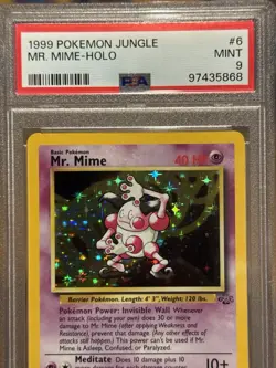 1999 Pokemon Jungle Mr Mime Holo 6/64 PSA 9 Mint WOTC Vintage - Image 3
