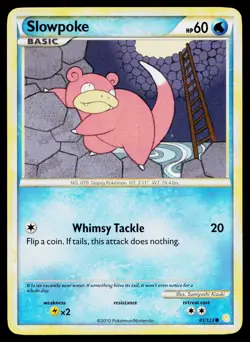 Slowpoke 81/123 Common HeartGold & SoulSilver Pokemon Lightly Played - Image 1